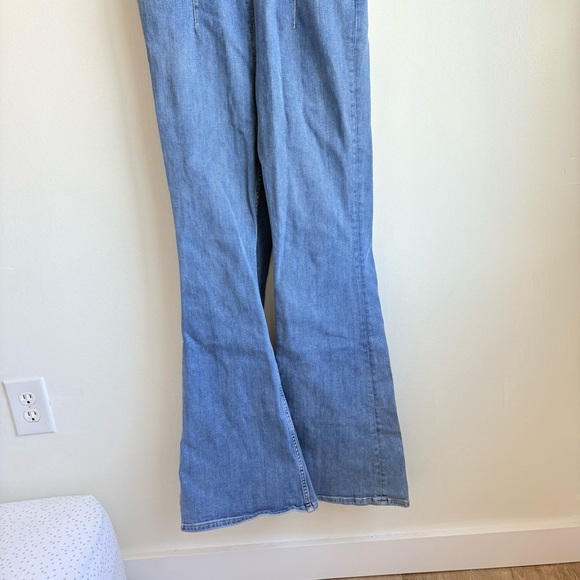 Free People We The Free Jayde Denim Flare Jumpsuit In Sunburst Blue Size L - Picture 9 of 12